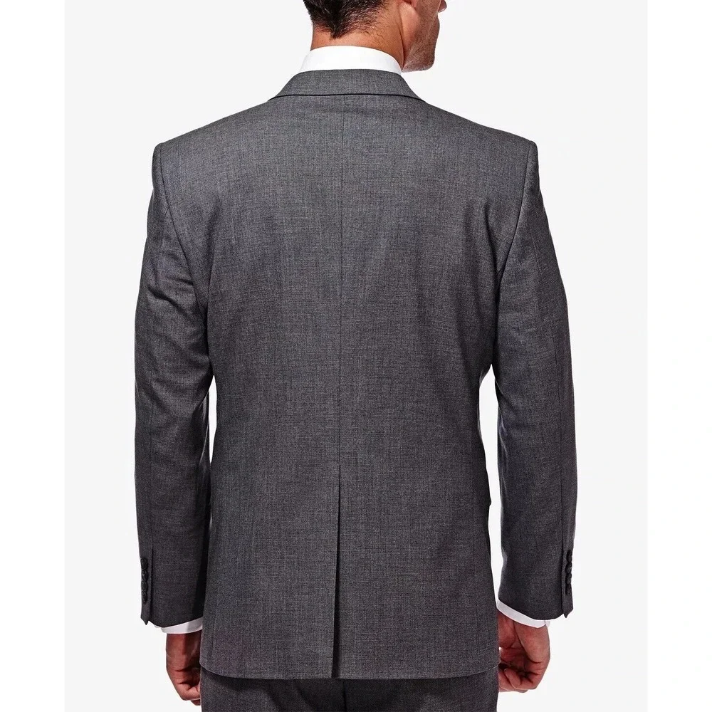 Haggar Mens 2-pc Suit Jacket Blazer 44R Pants 36W 32L Dark Gray Heather